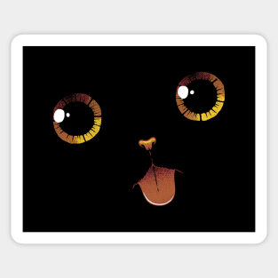 Cute Black Cat Minimalist Tongue by Tobe Fonseca Sticker